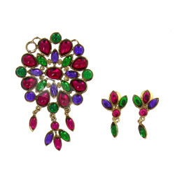 Parure fantaisie en métal et cabochons d