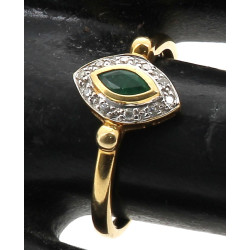 Bague navette en or jaune 18 carats, poi