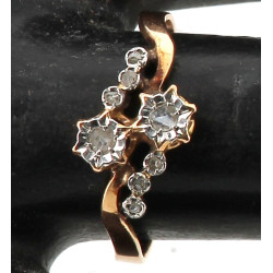 Bague ancienne deux or 18 cts, poinçon t