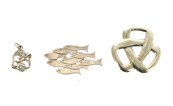 Lot de 2 broches en argent dont une en f