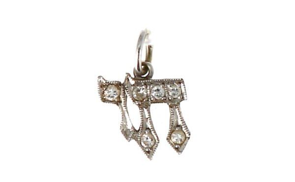 Pendentif ancien en or gris 18 cts serti