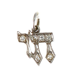 Pendentif ancien en or gris 18 cts serti
