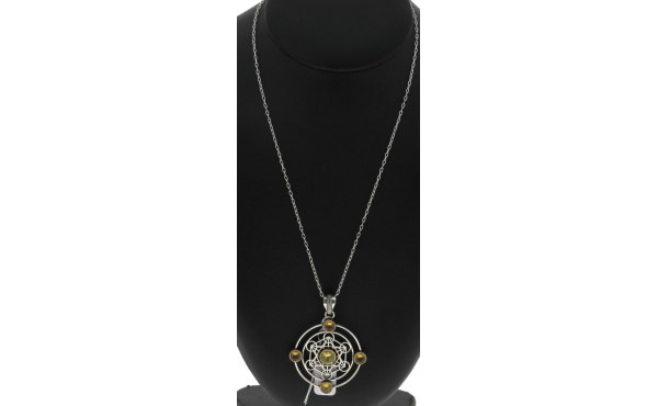 Pendentif circulaire en argent et strass