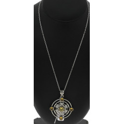 Pendentif circulaire en argent et strass
