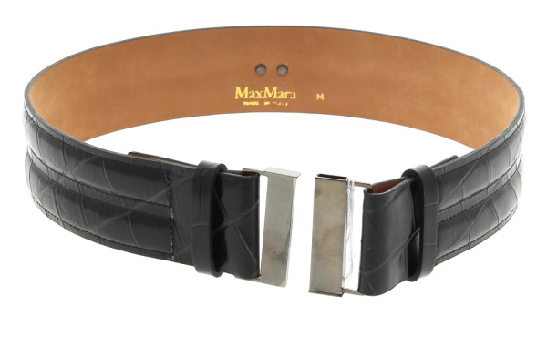 MAX MARA - Ceinture femme en cuir noir, 