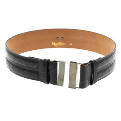 MAX MARA - Ceinture femme en cuir noir, 