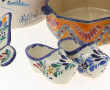 QUIMPER - Lot de 7 faïences polychrome :