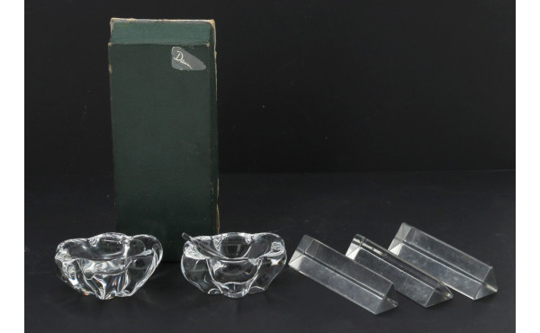 DAUM - Paire de salerons en cristal et u