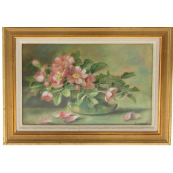 T.HERVE (Xxème) "Bouquet de fleurs roses