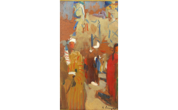 Ecole Xxème "Scène orientaliste", huile 