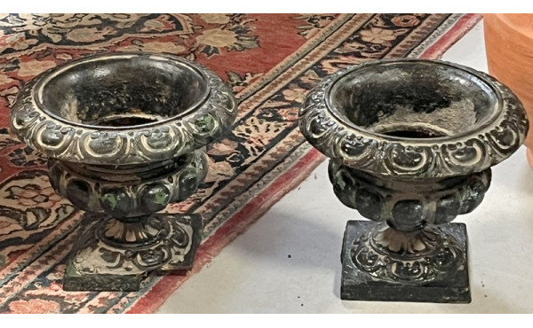 Paire de vases de jardin sur piédouche, 