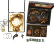 Coffret à bijoux gainé de cuir, ancien, 