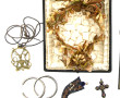 Coffret à bijoux gainé de cuir, ancien, 