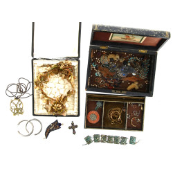 Coffret à bijoux gainé de cuir, ancien, 