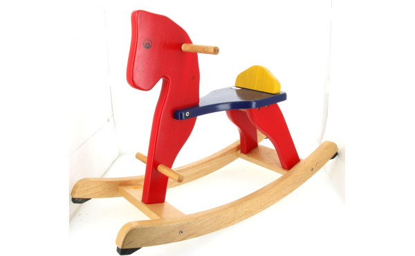 Cheval à bascule en bois naturel et poly