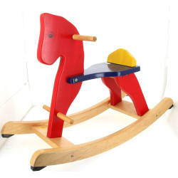 Cheval à bascule en bois naturel et poly