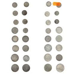 32 pièces argent 1F, 2 F, 5 F française