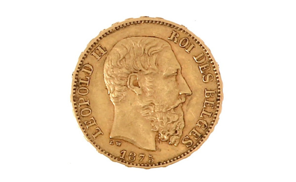 Pièce de 20 F or belge, "1875"