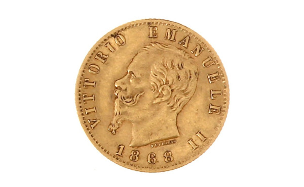 Pièce de 20 L italienne en or, "1868"
