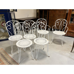 4 chaises et 2 fauteuils de jardin en mé