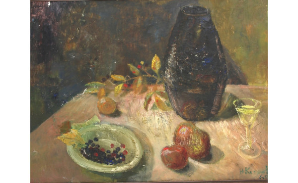 Hervé KERVELLA (XXème) "Nature morte aux