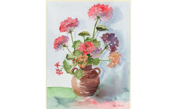 Paul GALET (Xxème) "Bouquet de géraniums