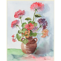Paul GALET (Xxème) "Bouquet de géraniums