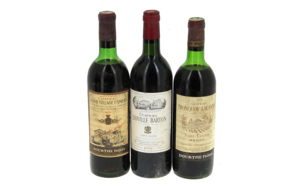 Lot de 3 bouteilles de Bordeaux des anné