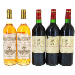 Lot de 5 bouteilles: - 2 B Ch Filhot 19