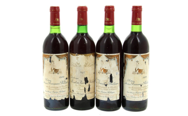 Lot de 4 bouteilles: - 3 B Ch MOUTON BA