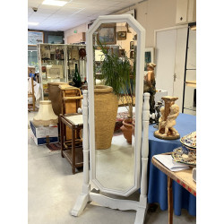 Psyché en bois laqué gris clair, miroir 