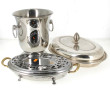 Lot d'inox comprenant un chauffe-plat, u