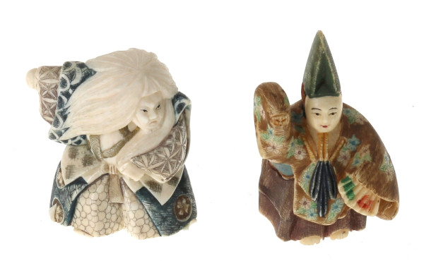 Lot de 2 netsukés polychromes (éclat au 