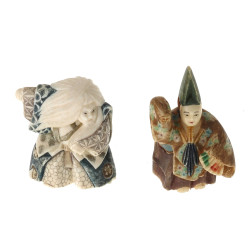 Lot de 2 netsukés polychromes (éclat au 