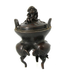 Brûle parfum chinois en bronze à patine 