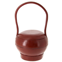 Panier couvert en laque brun, H 40 cm et