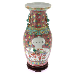 CHINE Xxème - Vase en porcelaine polychr
