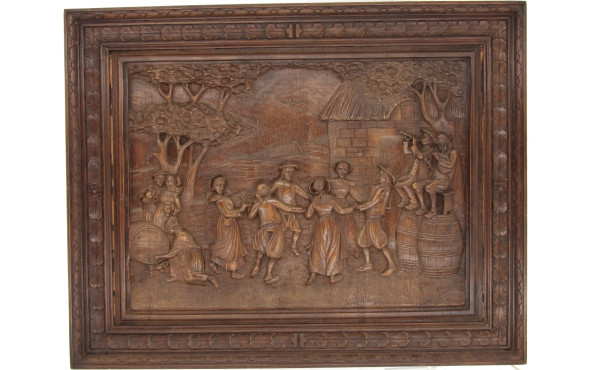 BRETAGNE - Grand panneau en bois sculpté
