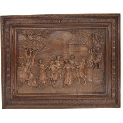 BRETAGNE - Grand panneau en bois sculpté