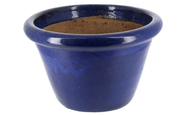 Cache-pot en céramique émaillée bleue di