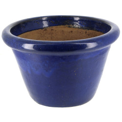 Cache-pot en céramique émaillée bleue di