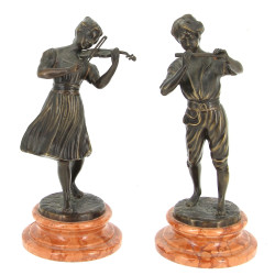 "Violoniste" et "Joueur de flûte", paire