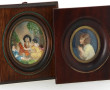 Deux miniatures à vue ovale peintes à la