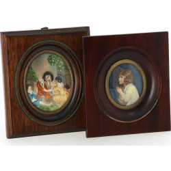 Deux miniatures à vue ovale peintes à la