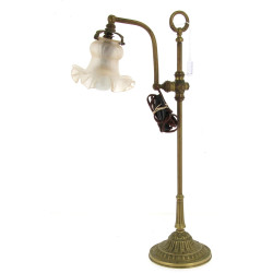 Lampe à poser ancienne en bronze et lait
