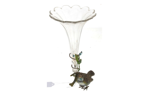 Porte-bouquet à un vase cornet en crista