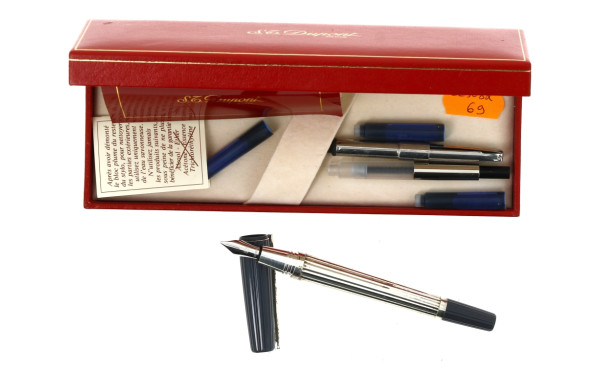 DUPONT - Stylo encre plume rhodium, méta