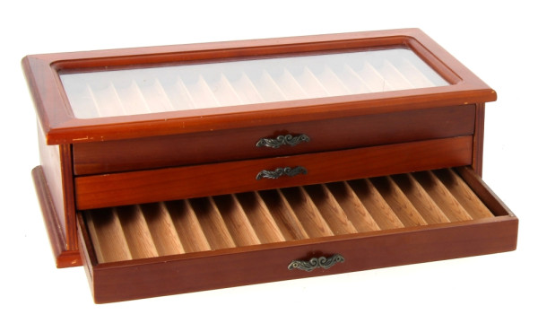 Coffret à stylos en mélaminé et plexigla