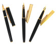 3 stylos encre vintage avec plumes or