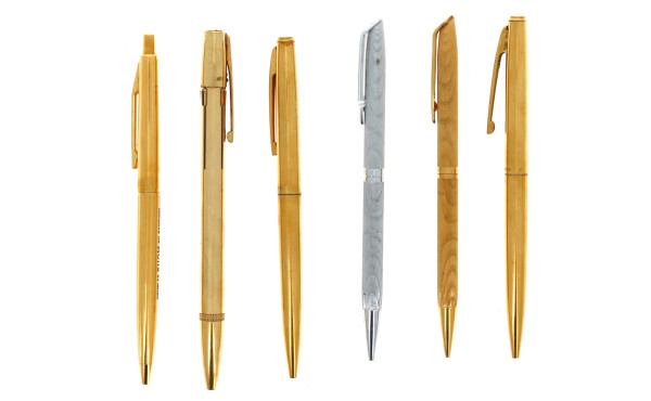 6 stylos bille vintage en métal doré (5)